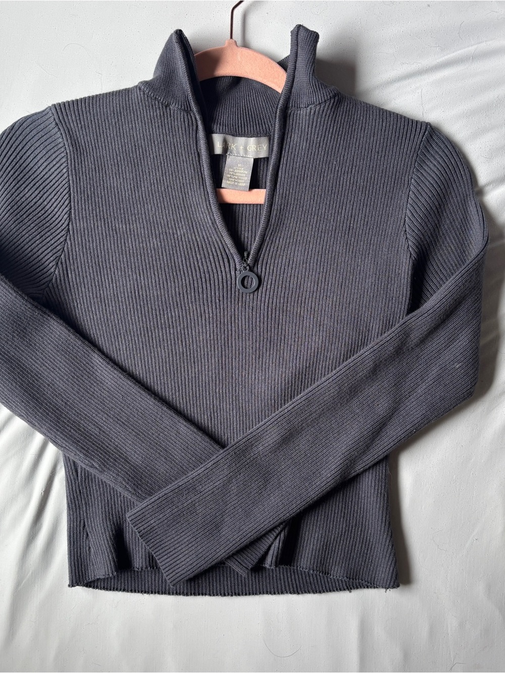 Ribbed Half-Zip Sweater - Blue